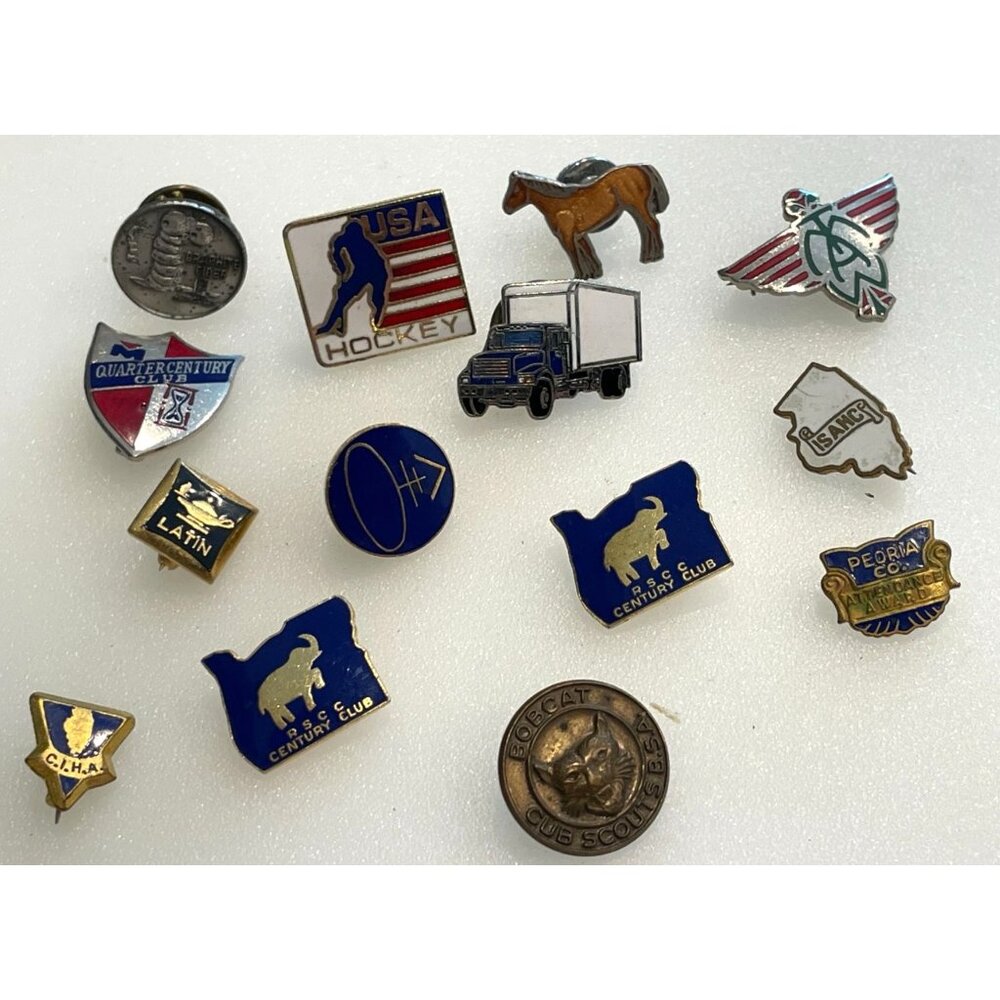 Vintage Lapel Pin Collection - RSCC Century Club USA Hockey Bobcat Scouts CIHA P